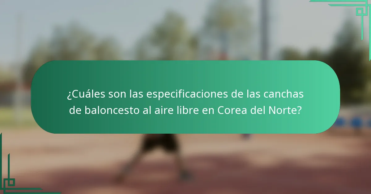 ¿Cuáles son las especificaciones de las canchas de baloncesto al aire libre en Corea del Norte?