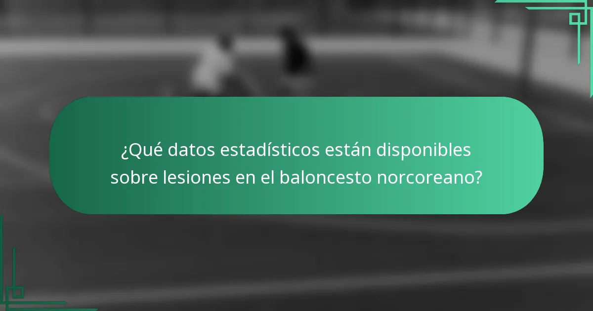 ¿Qué datos estadísticos están disponibles sobre lesiones en el baloncesto norcoreano?